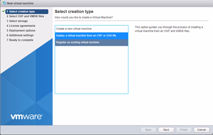Select OVF/OVA deployment option