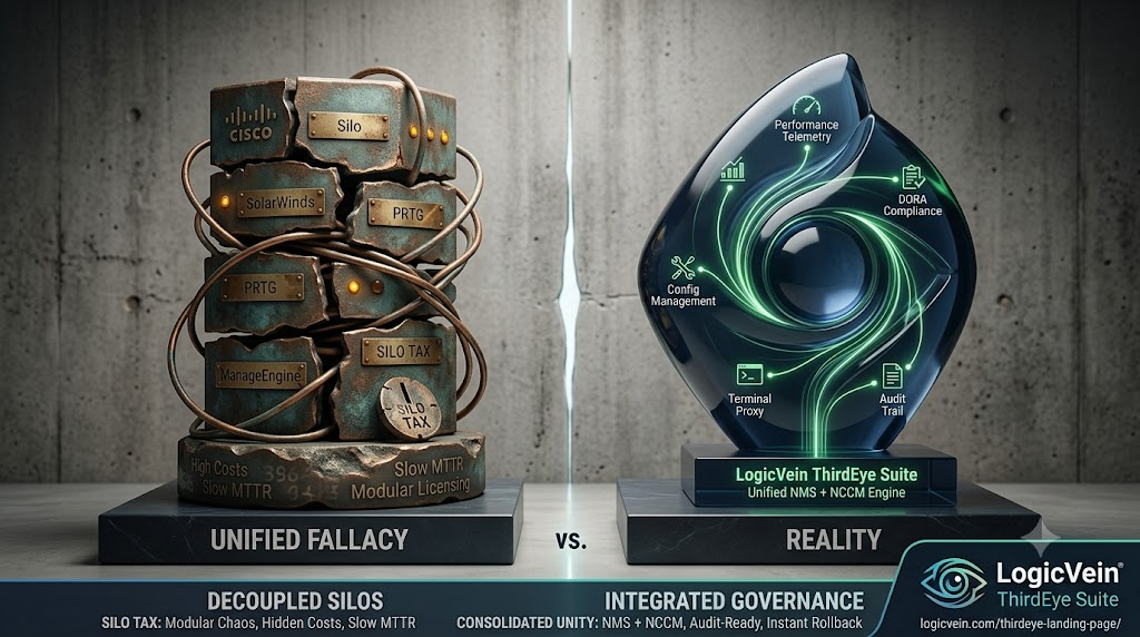 Disconnected network management tools compared with the unified LogicVein ThirdEye Suite