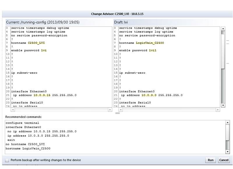 Change Adviser rollback command generator